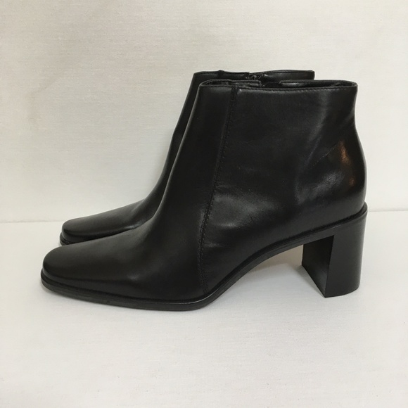 Apostrophe Dana Block Heel Leather Bootie in Black - Picture 1 of 9